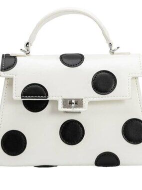 Melie Bianco Maisel Faux Leather Top-Handle Crossbody Bag Polka Dots WHITE